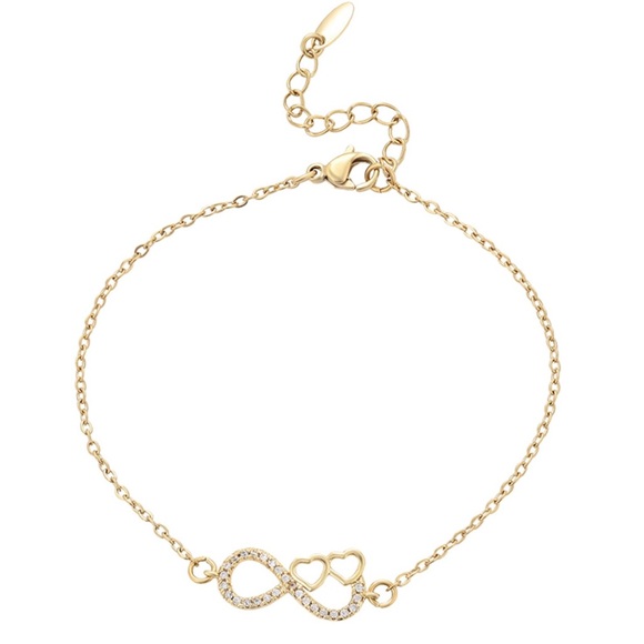 Infinity Heart Bracelet | 14K Gold Plated CZ Stone | Luxury Jewelry - Picture 3 of 12